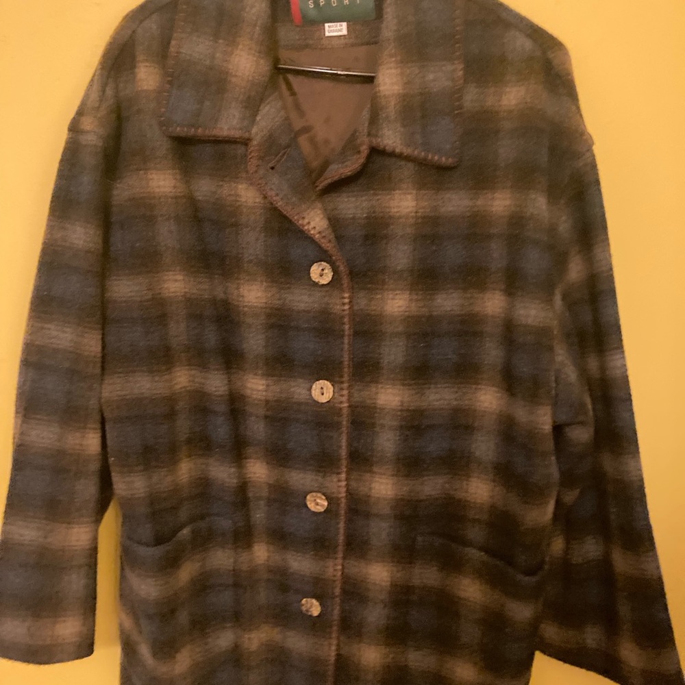 Vintage woman’s Preston & York Plaid-wool lined coat size 14